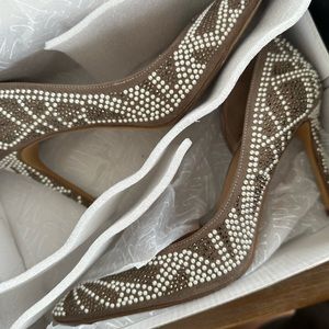 Shoes. Pearly and crystals. Like new and very comfortable